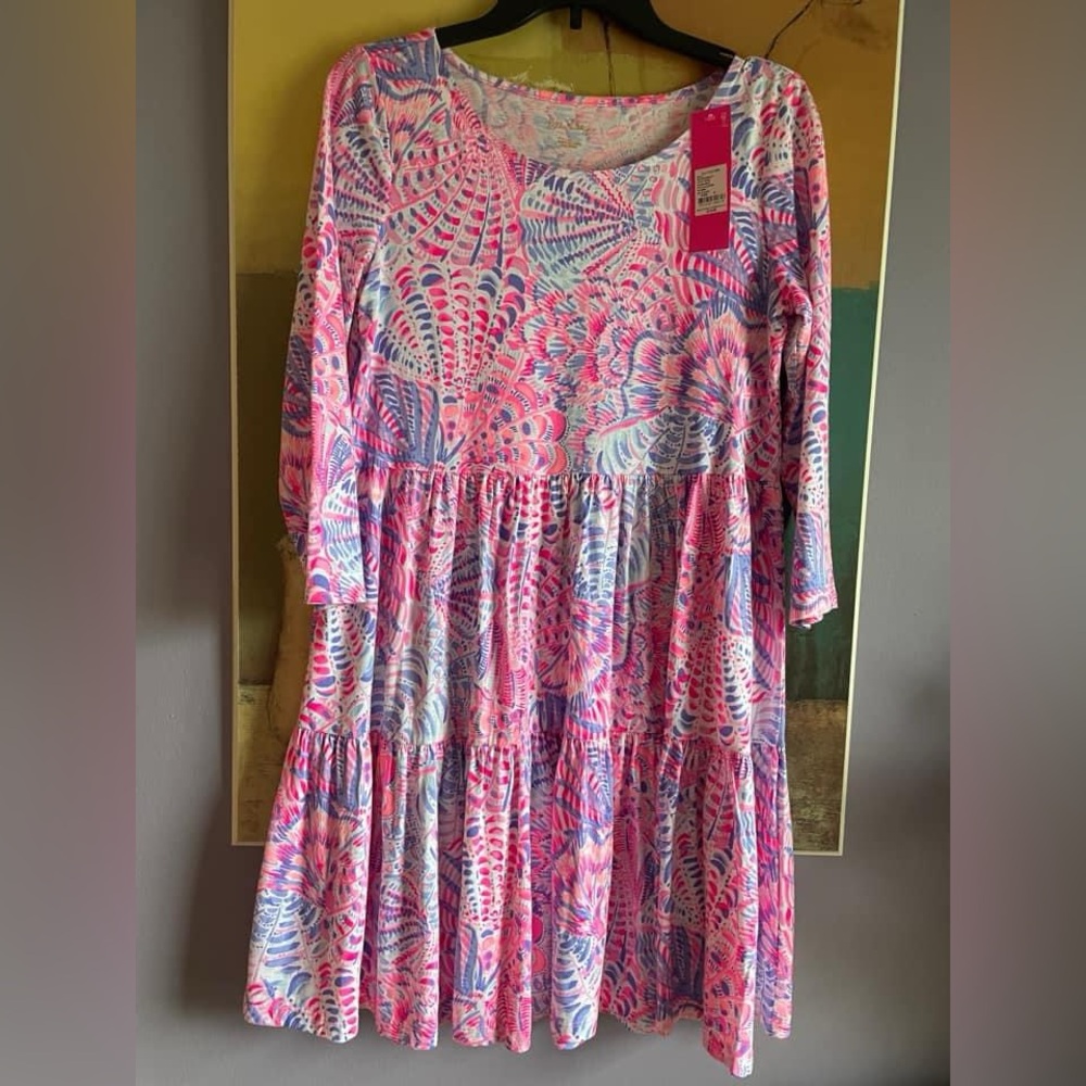 NWT Lilly Pulitzer Geanna Dress S Small Raz Berry Sea you soon New pink blue